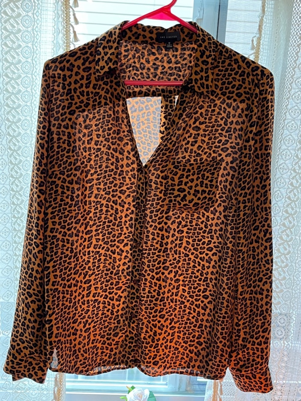 The Limited Leopard Print Button Down Shirt Brown & Black Lightweight Blouse